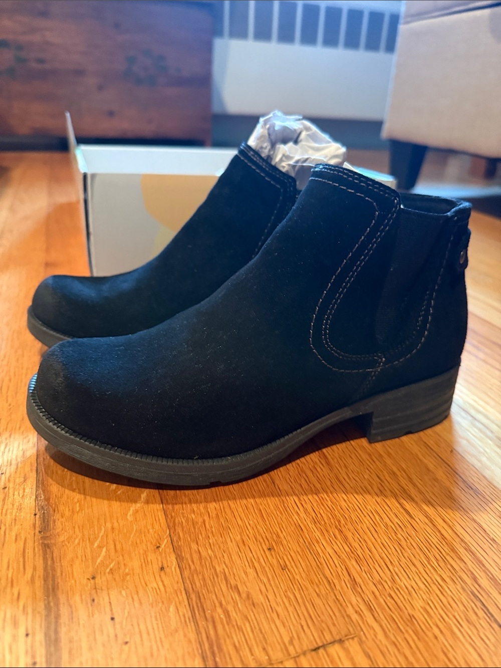 Earth Origins Black Suede Chelsea Ankle Booties